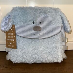 DEMDACO Blue Puppy Buckle and Snap 10 inch Childrens Stuffed Animal Backpack